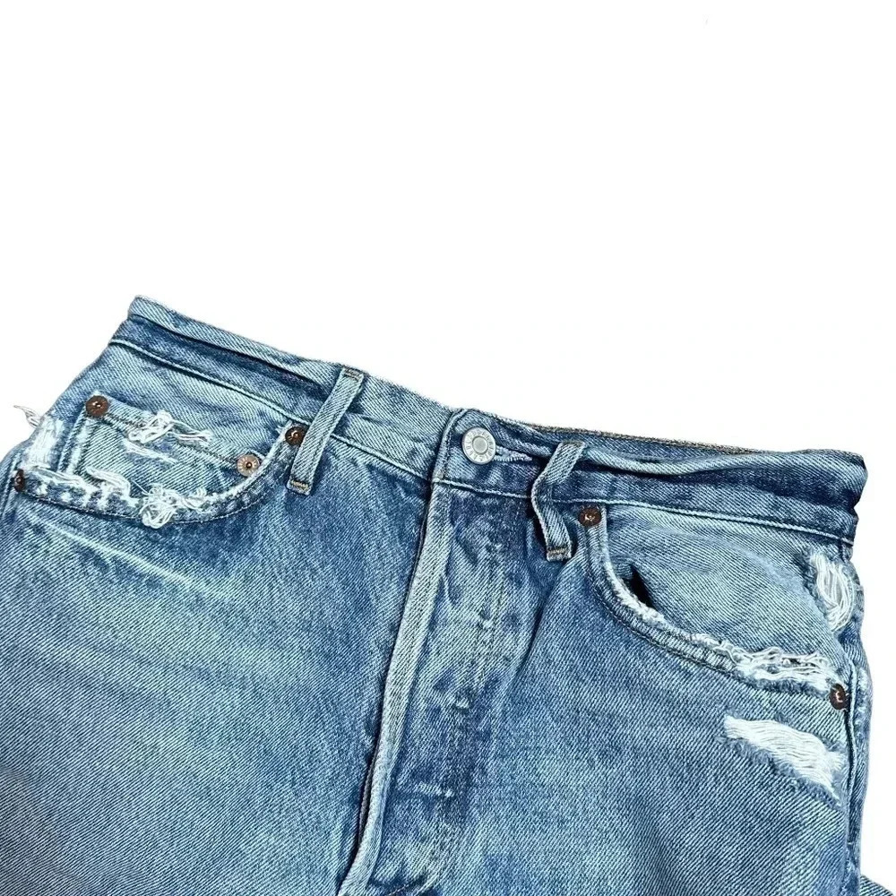 AGOLDE Mid  Rise Loose Isolate Distressed Relaxed Straight Leg Womens 23 - Picture 5 of 12